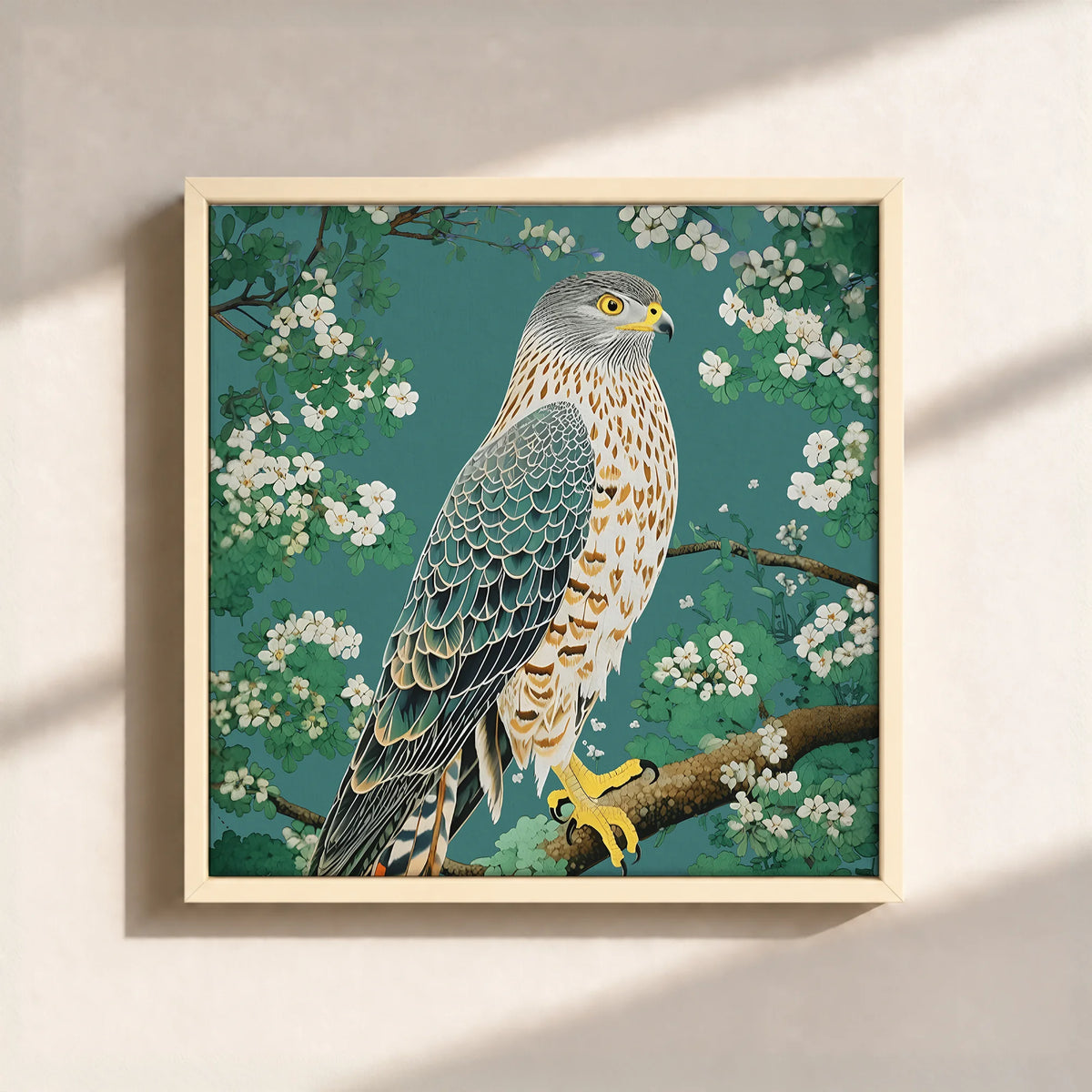 Hawk in Bloom Canvas Print (Framed)