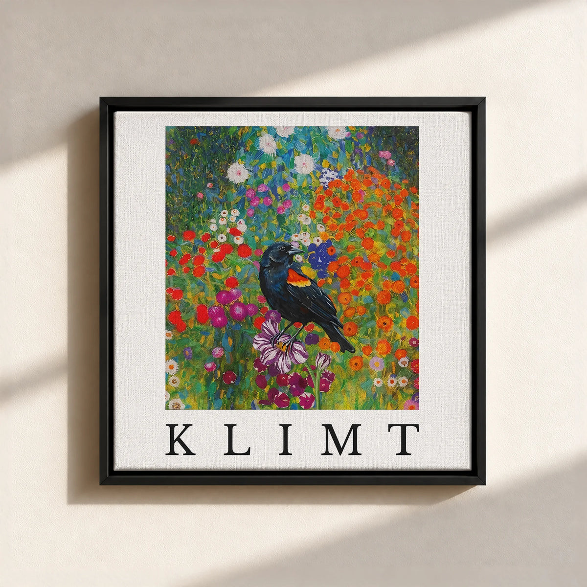 Klimt Blackbird Canvas Print (Framed)