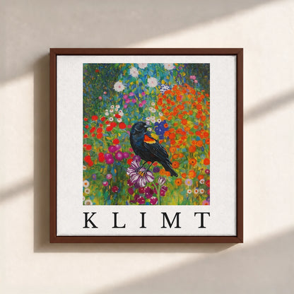 Klimt Blackbird Canvas Print (Framed)