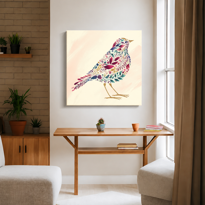 Bird Made By Leaves Canvas Print