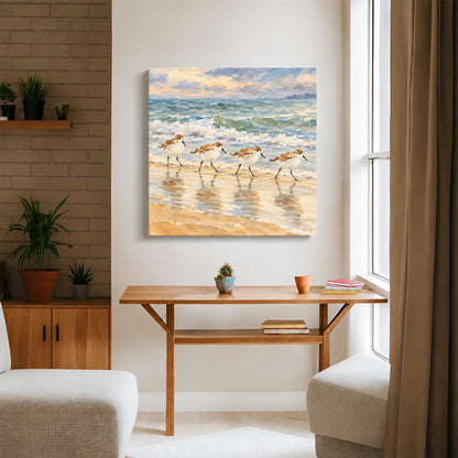 Sandpipers By The Shore Canvas Print