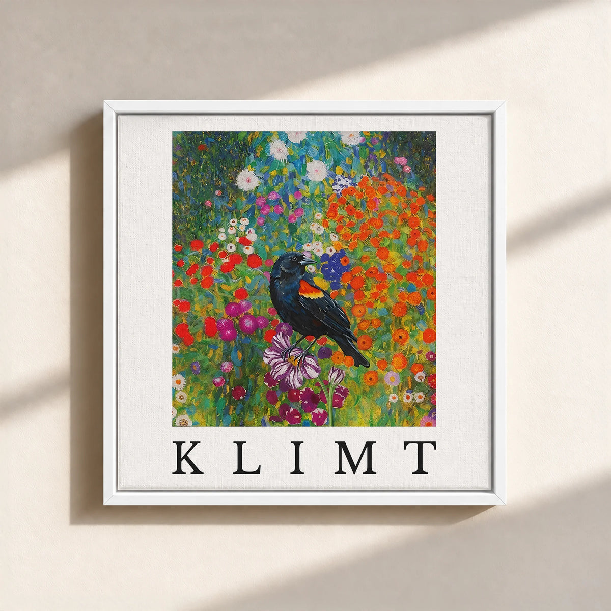 Klimt Blackbird Canvas Print (Framed)