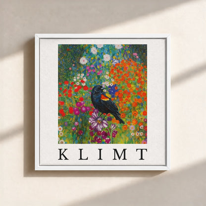 Klimt Blackbird Canvas Print (Framed)