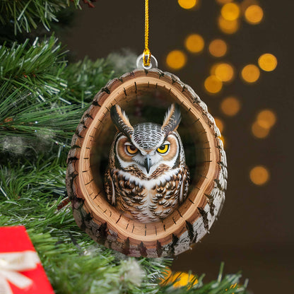 Owl In Tree Hollow Ornament