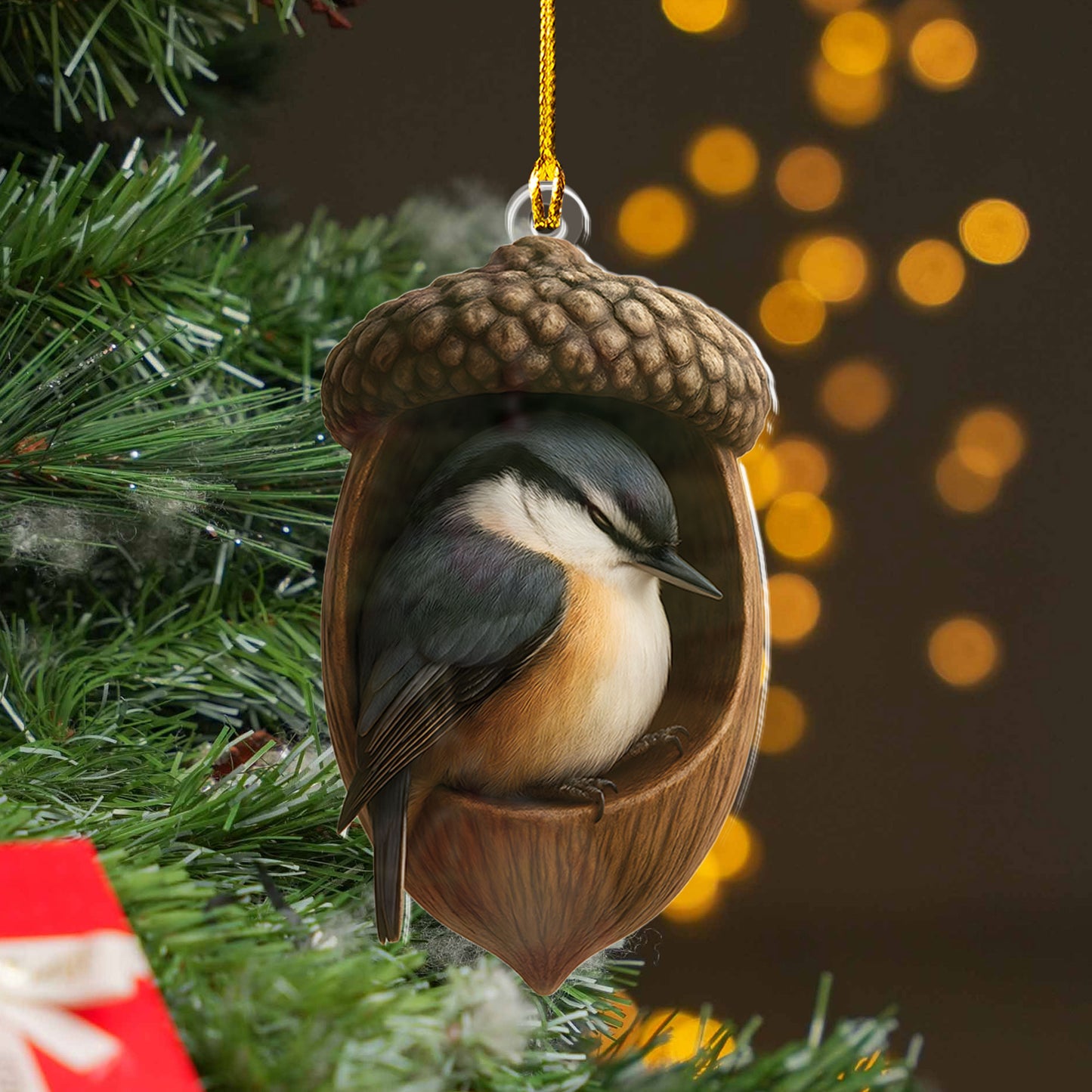 Nuthatch Sleeping Ornament