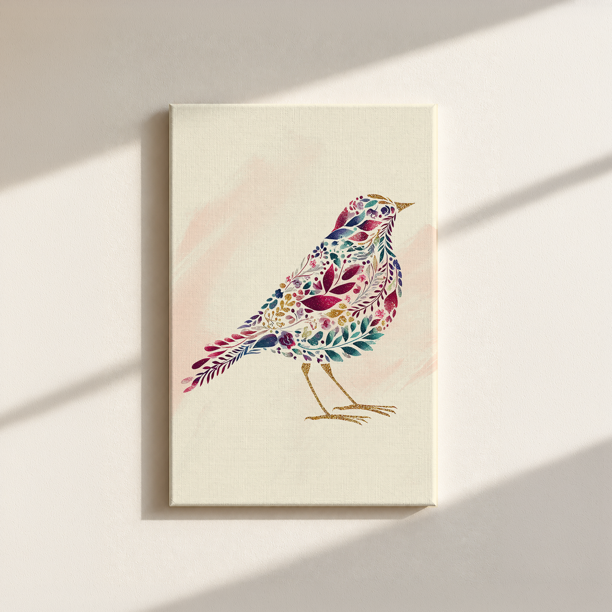 Bird Made By Leaves Canvas Print