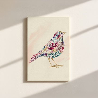 Bird Made By Leaves Canvas Print
