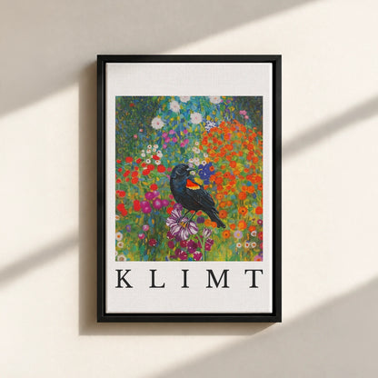 Klimt Blackbird Canvas Print (Framed)