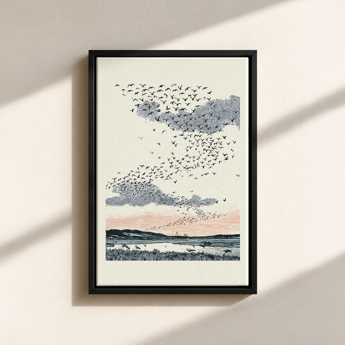 Migrating Wild Ducks Canvas Print (Framed)