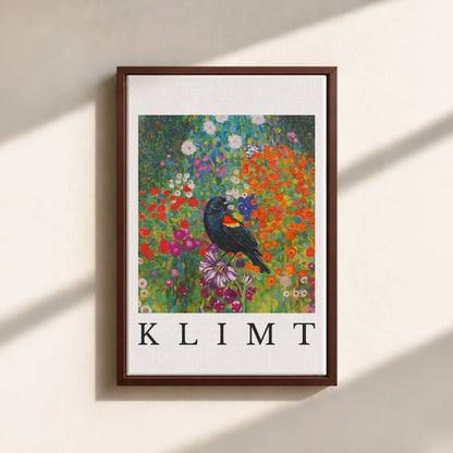 Klimt Blackbird Canvas Print (Framed)