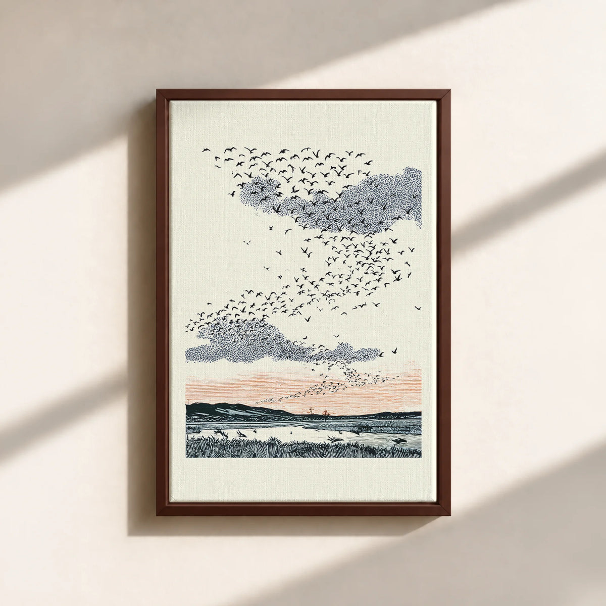 Migrating Wild Ducks Canvas Print (Framed)