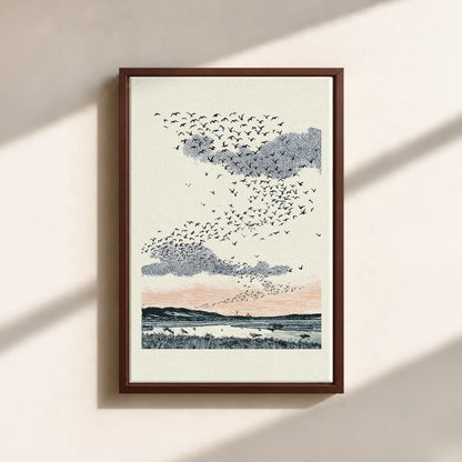 Migrating Wild Ducks Canvas Print (Framed)
