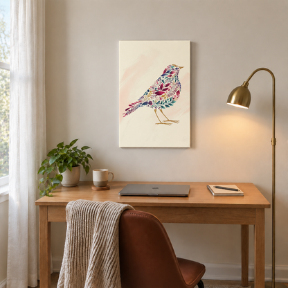 Bird Made By Leaves Canvas Print