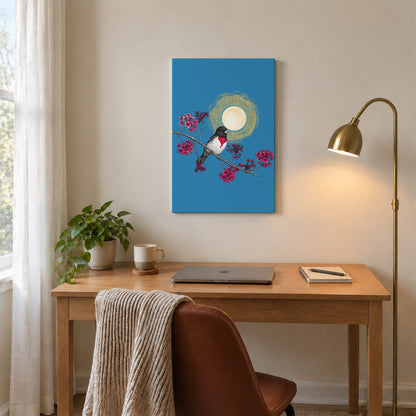 Grosbeak Under Forest's Moonlight Canvas Print