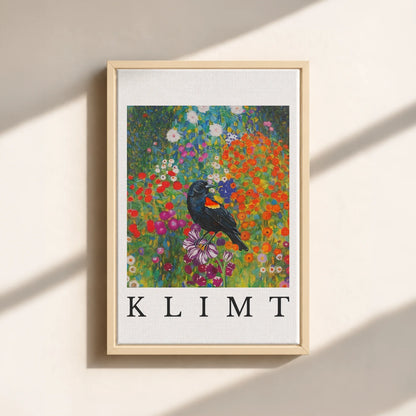 Klimt Blackbird Canvas Print (Framed)