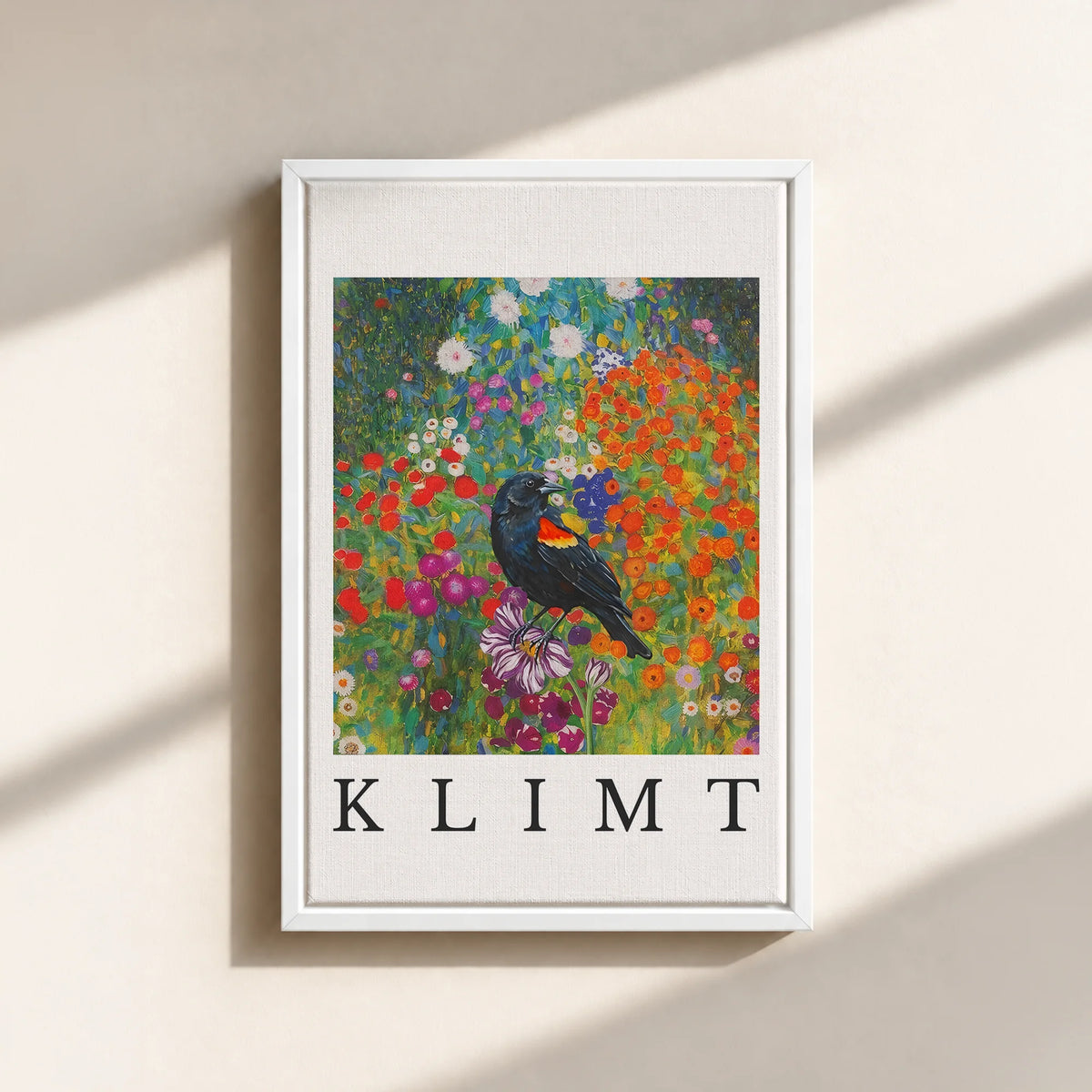 Klimt Blackbird Canvas Print (Framed)