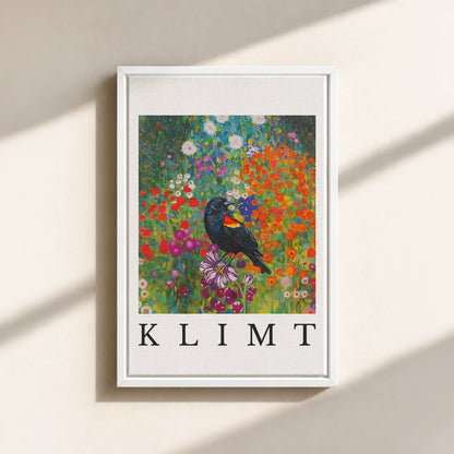 Klimt Blackbird Canvas Print (Framed)