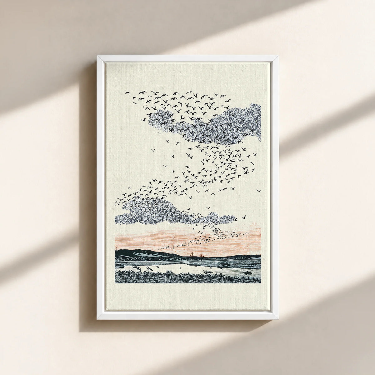 Migrating Wild Ducks Canvas Print (Framed)