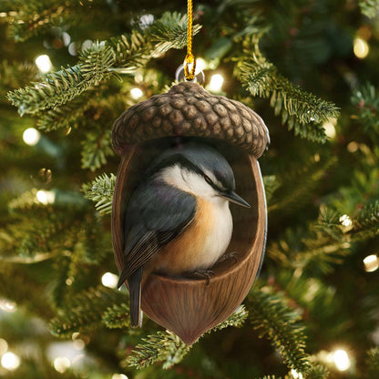 Nuthatch Sleeping Ornament