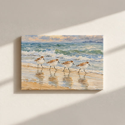 Sandpipers By The Shore Canvas Print