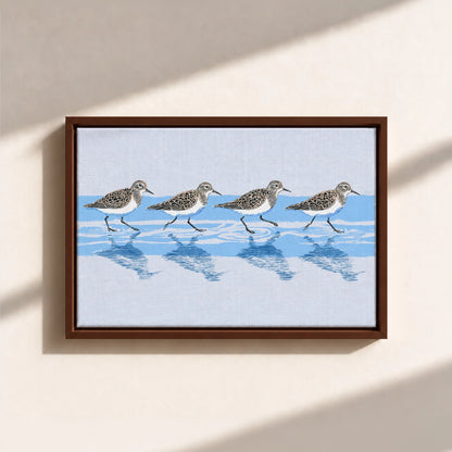 Tidewalking Sandpipers Framed Canvas Print