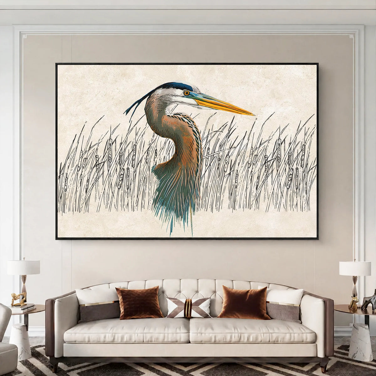 Great Blue Heron Canvas Print (Framed)