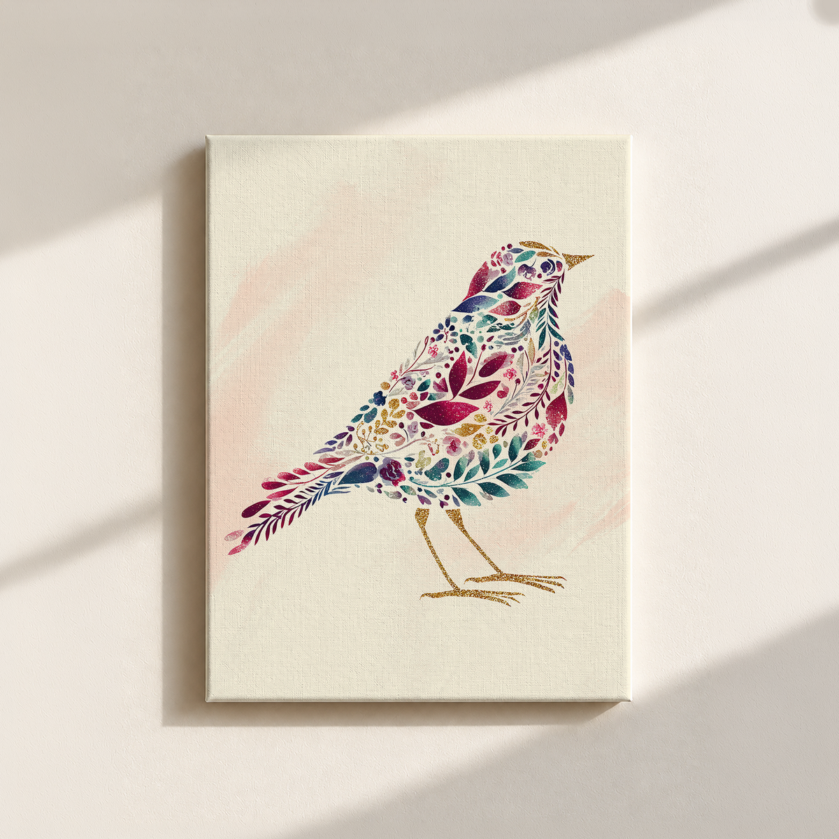 Bird Made By Leaves Canvas Print