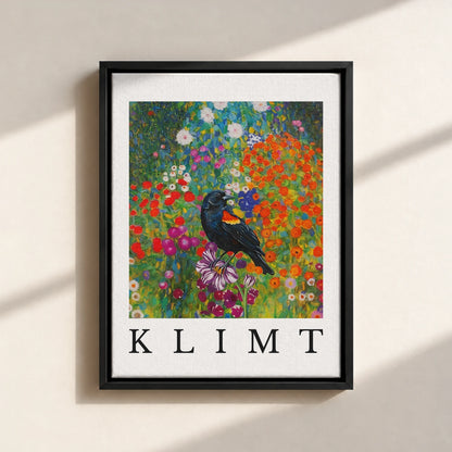 Klimt Blackbird Canvas Print (Framed)
