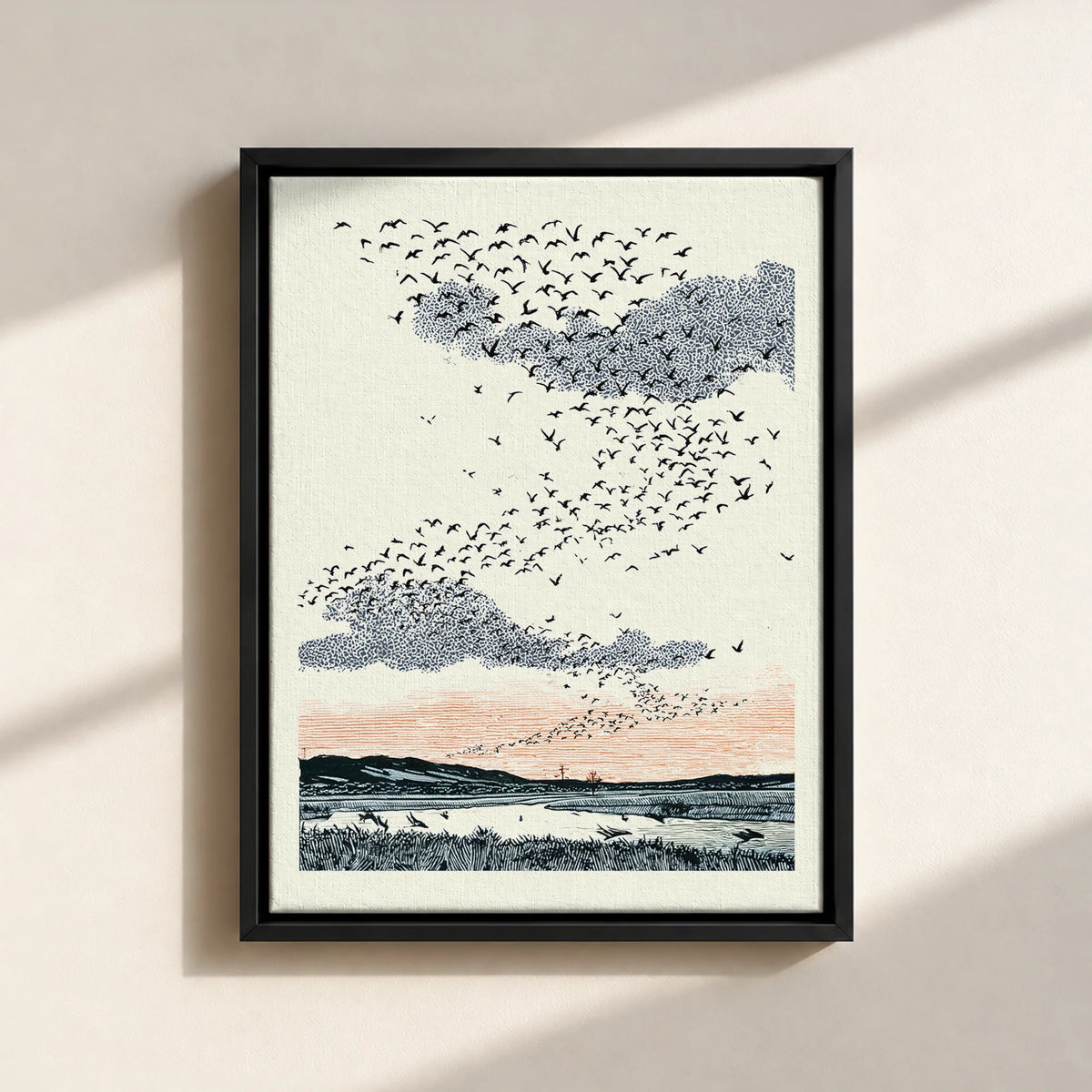Migrating Wild Ducks Canvas Print (Framed)