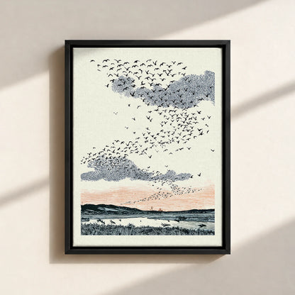 Migrating Wild Ducks Canvas Print (Framed)