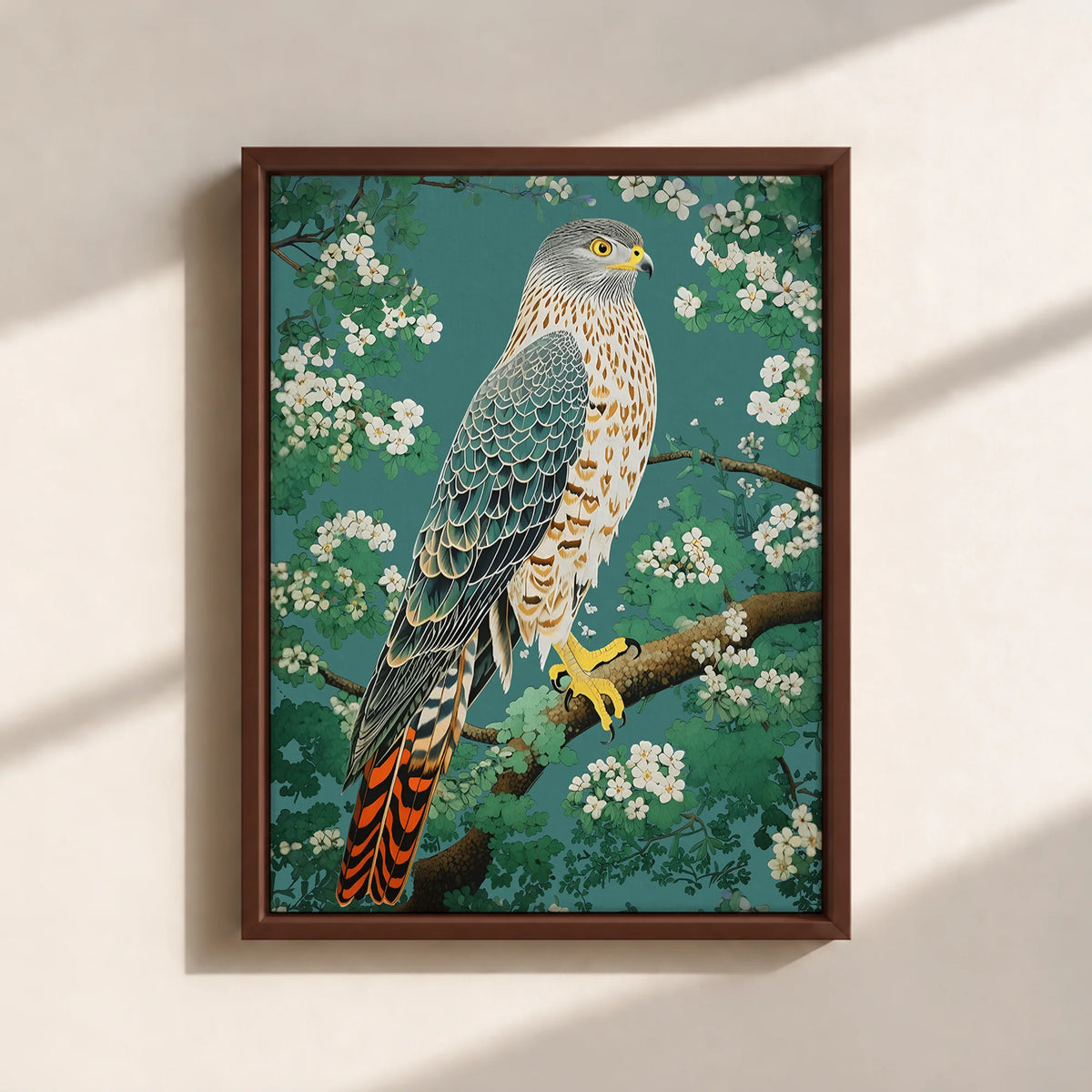 Hawk in Bloom Canvas Print (Framed)