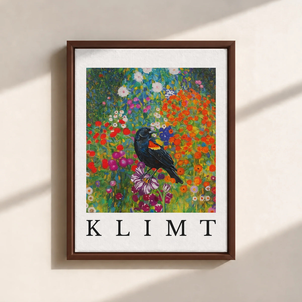Klimt Blackbird Canvas Print (Framed)
