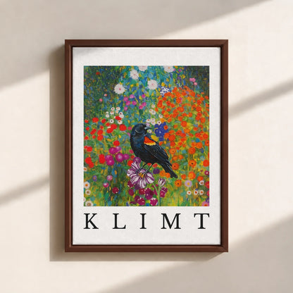 Klimt Blackbird Canvas Print (Framed)
