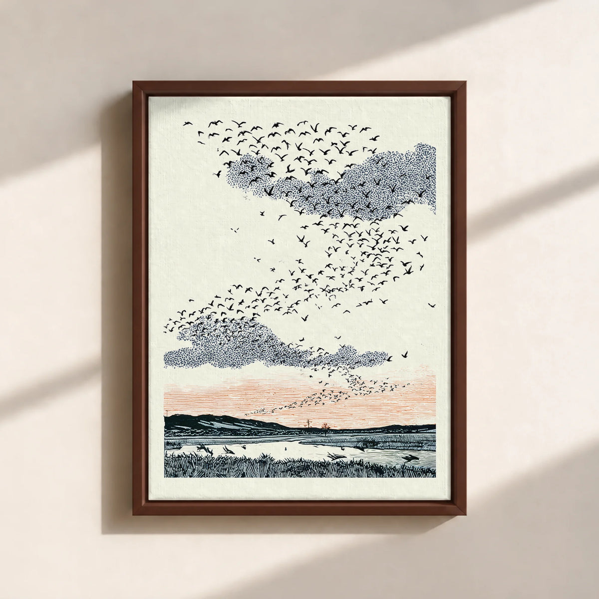Migrating Wild Ducks Canvas Print (Framed)