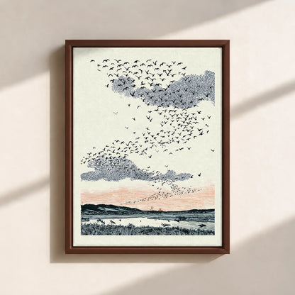 Migrating Wild Ducks Canvas Print (Framed)