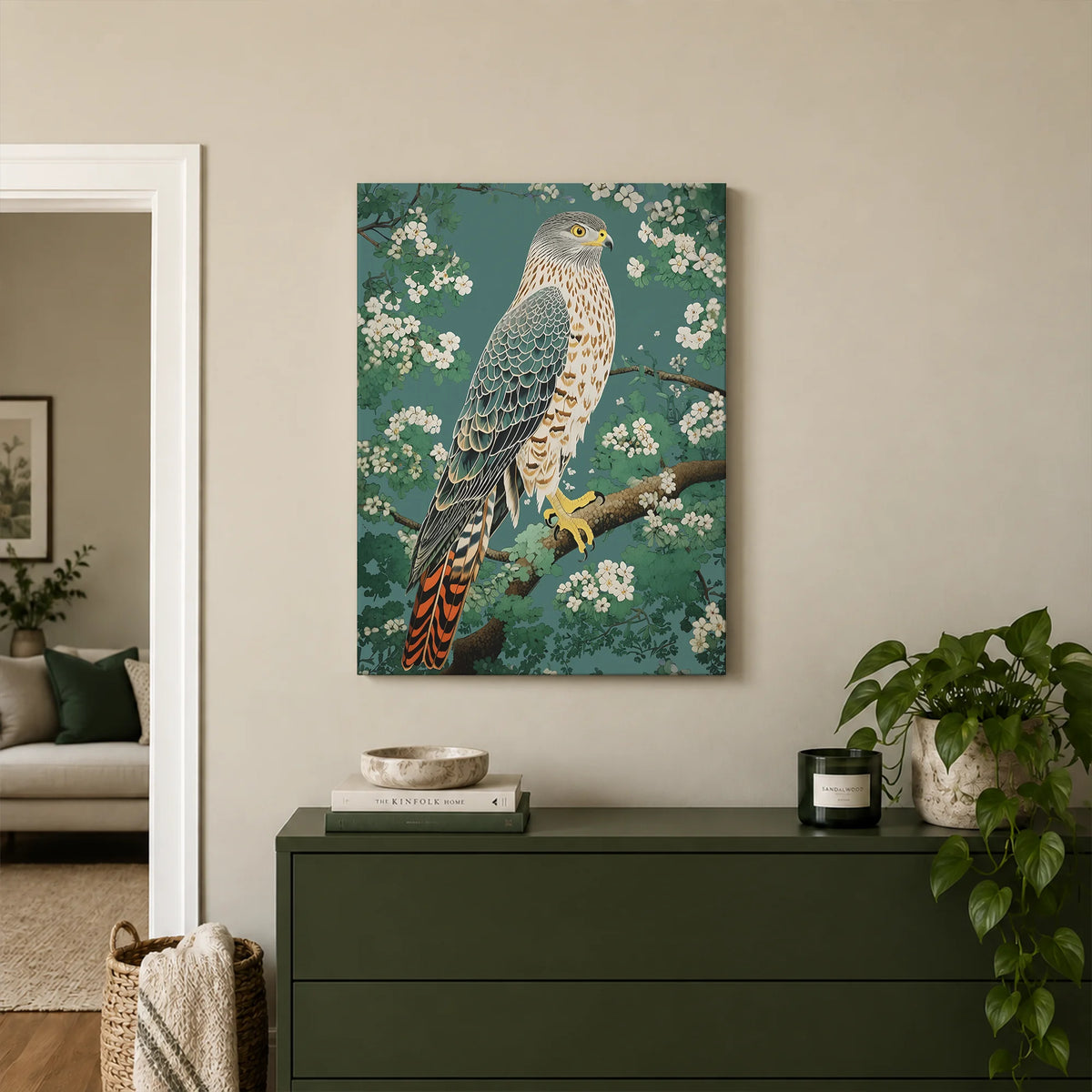 Hawk in Bloom Canvas Print