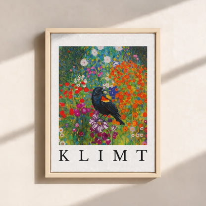 Klimt Blackbird Canvas Print (Framed)