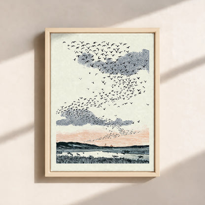 Migrating Wild Ducks Canvas Print (Framed)