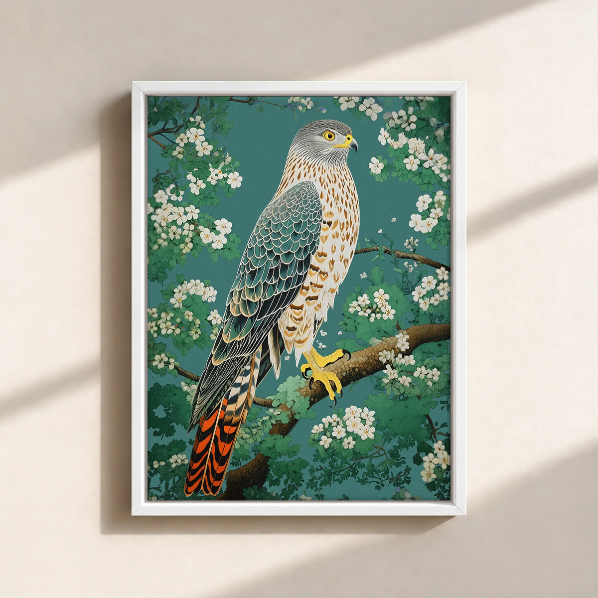 Hawk in Bloom Canvas Print (Framed)