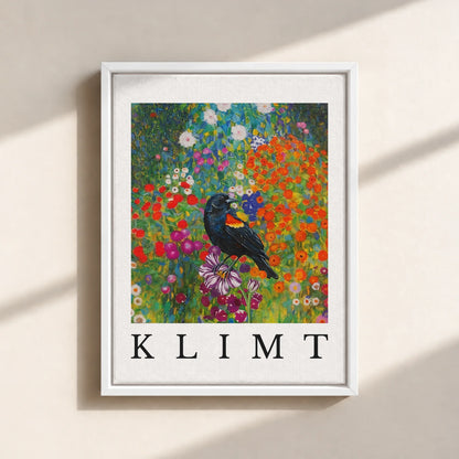 Klimt Blackbird Canvas Print (Framed)