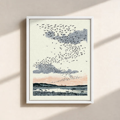 Migrating Wild Ducks Canvas Print (Framed)