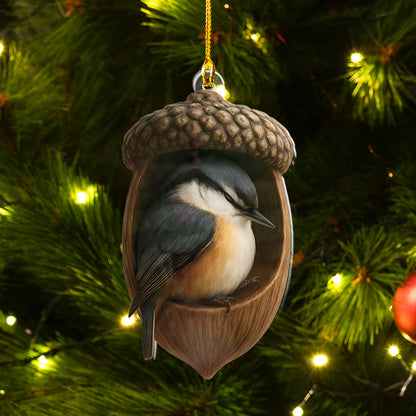 Nuthatch Sleeping Ornament