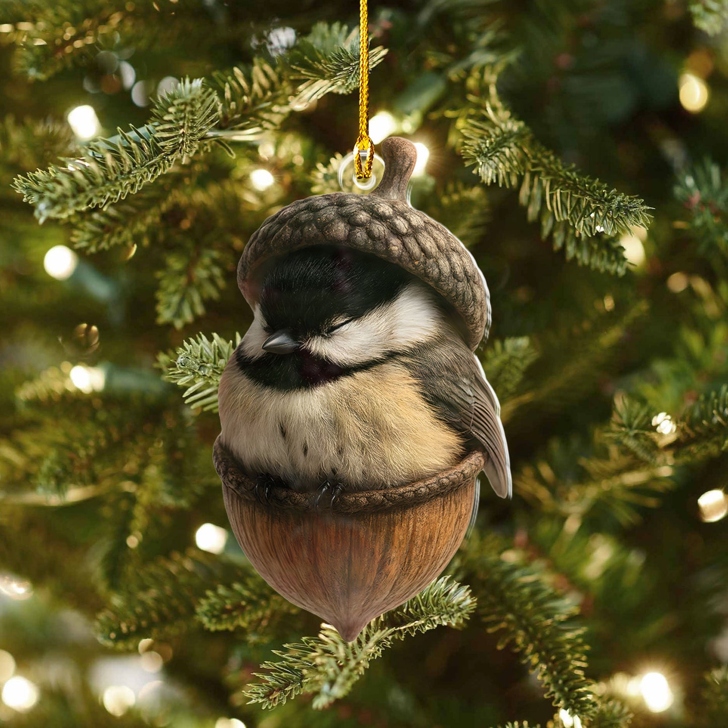 Chickadee Sleeping Ornament