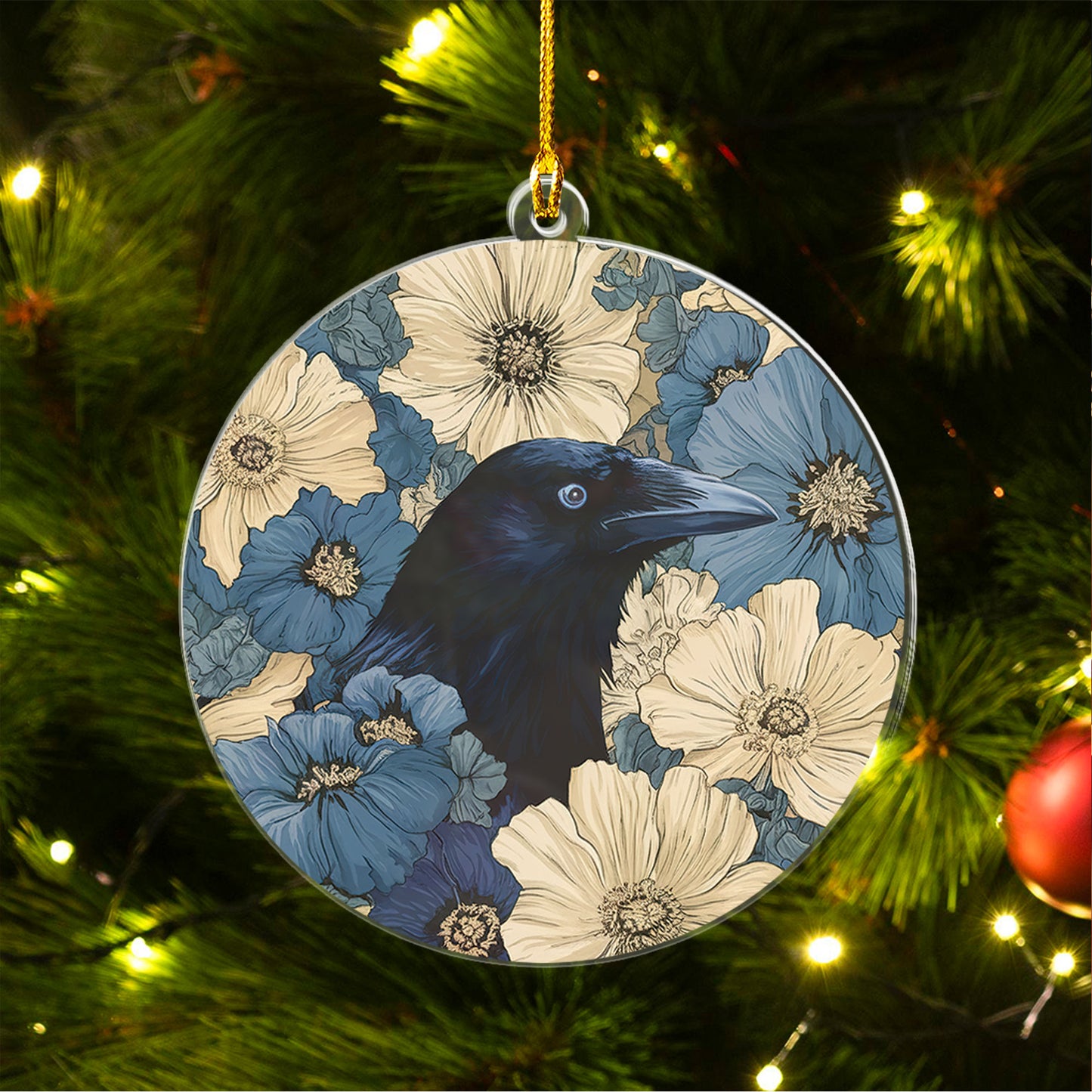 Raven In Flower Field Ornament