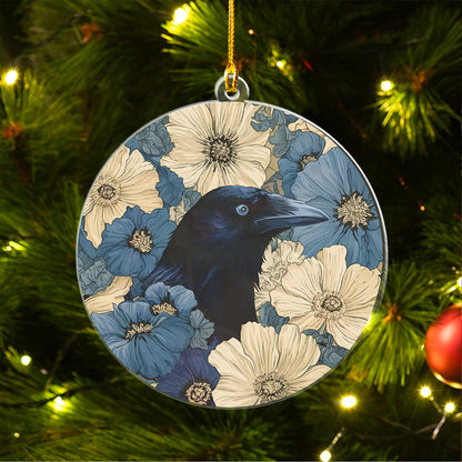 Raven In Flower Field Ornament