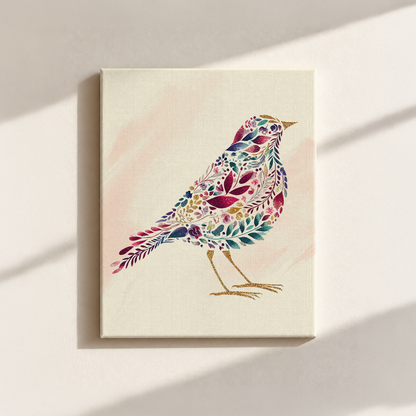 Bird Made By Leaves Canvas Print