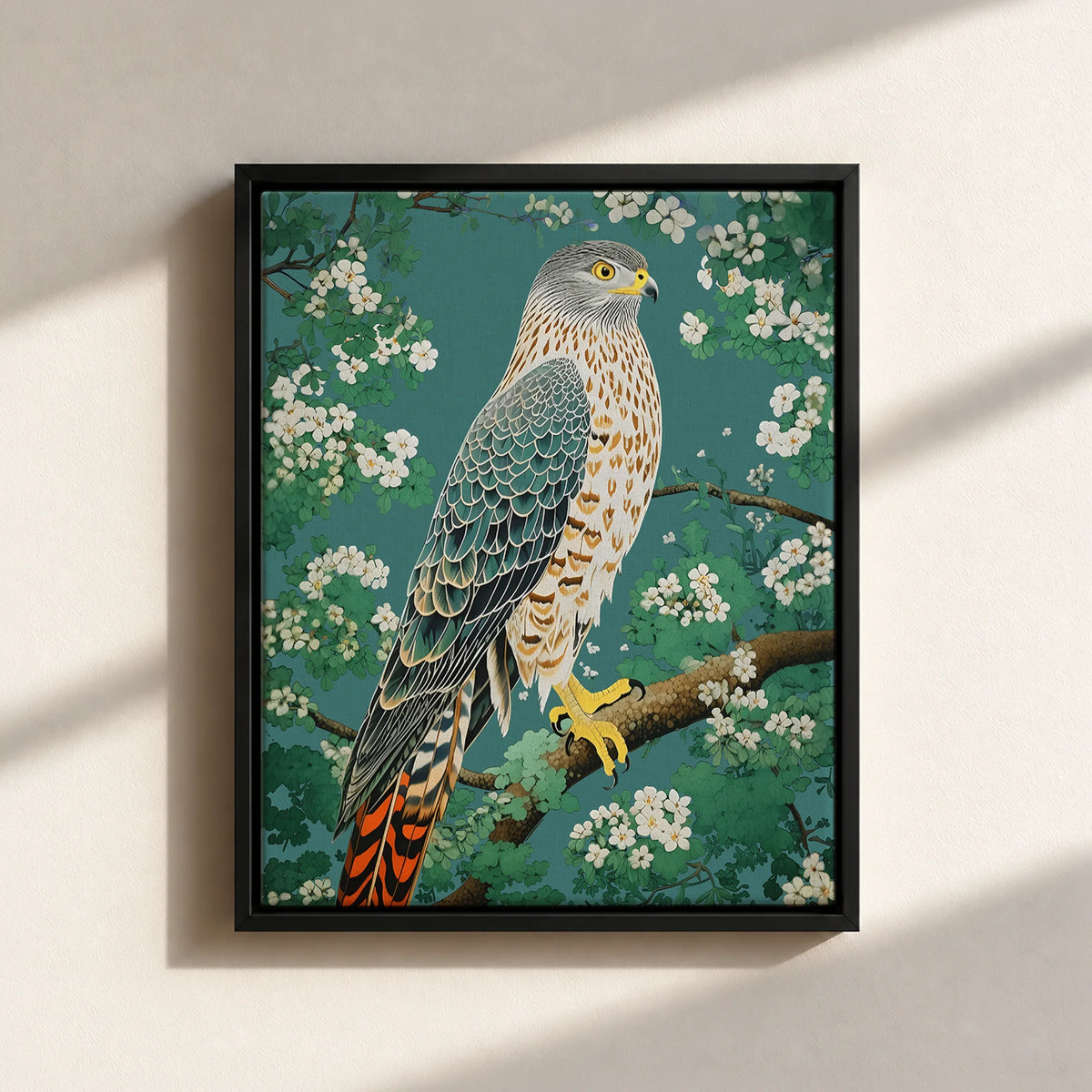 Hawk in Bloom Canvas Print (Framed)