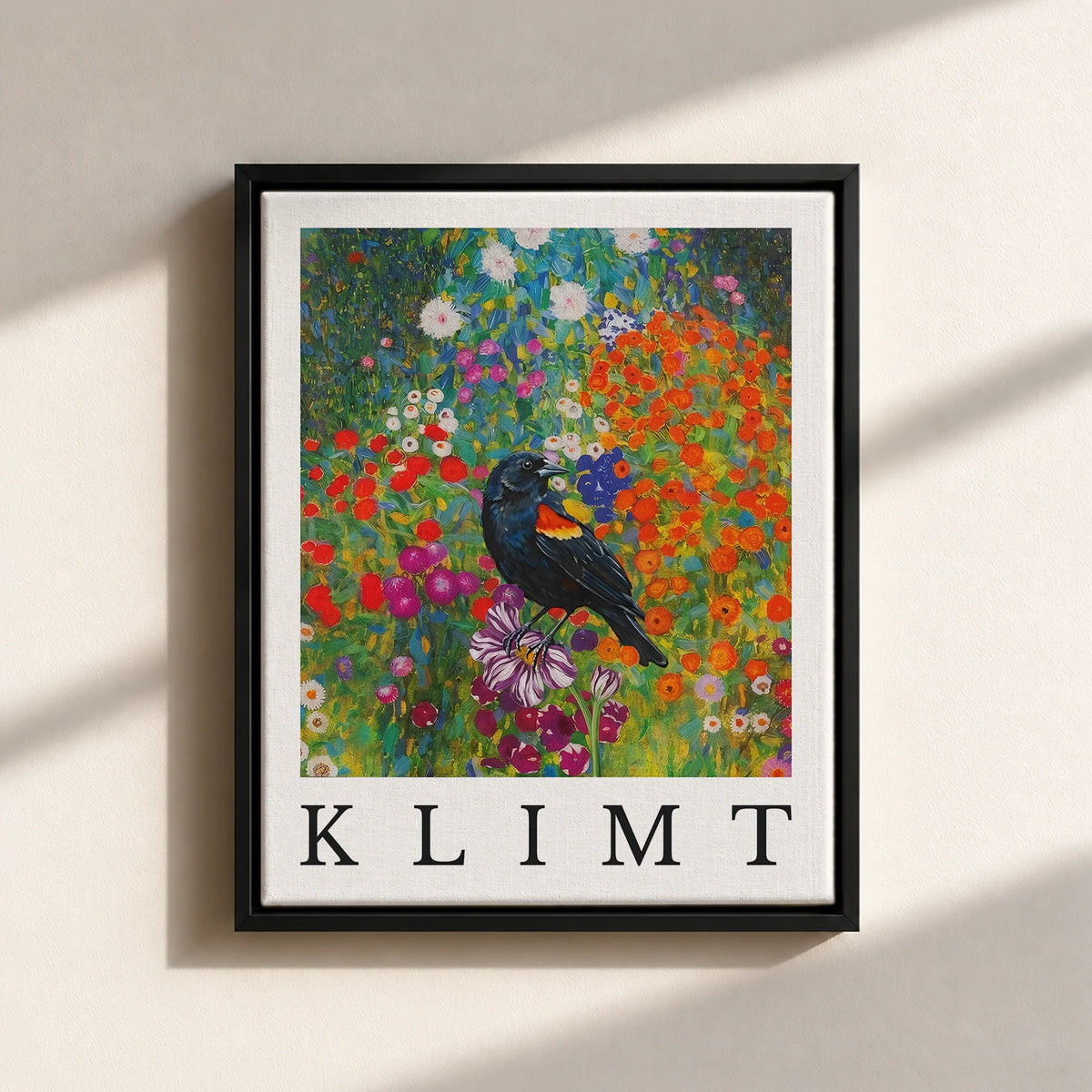 Klimt Blackbird Canvas Print (Framed)