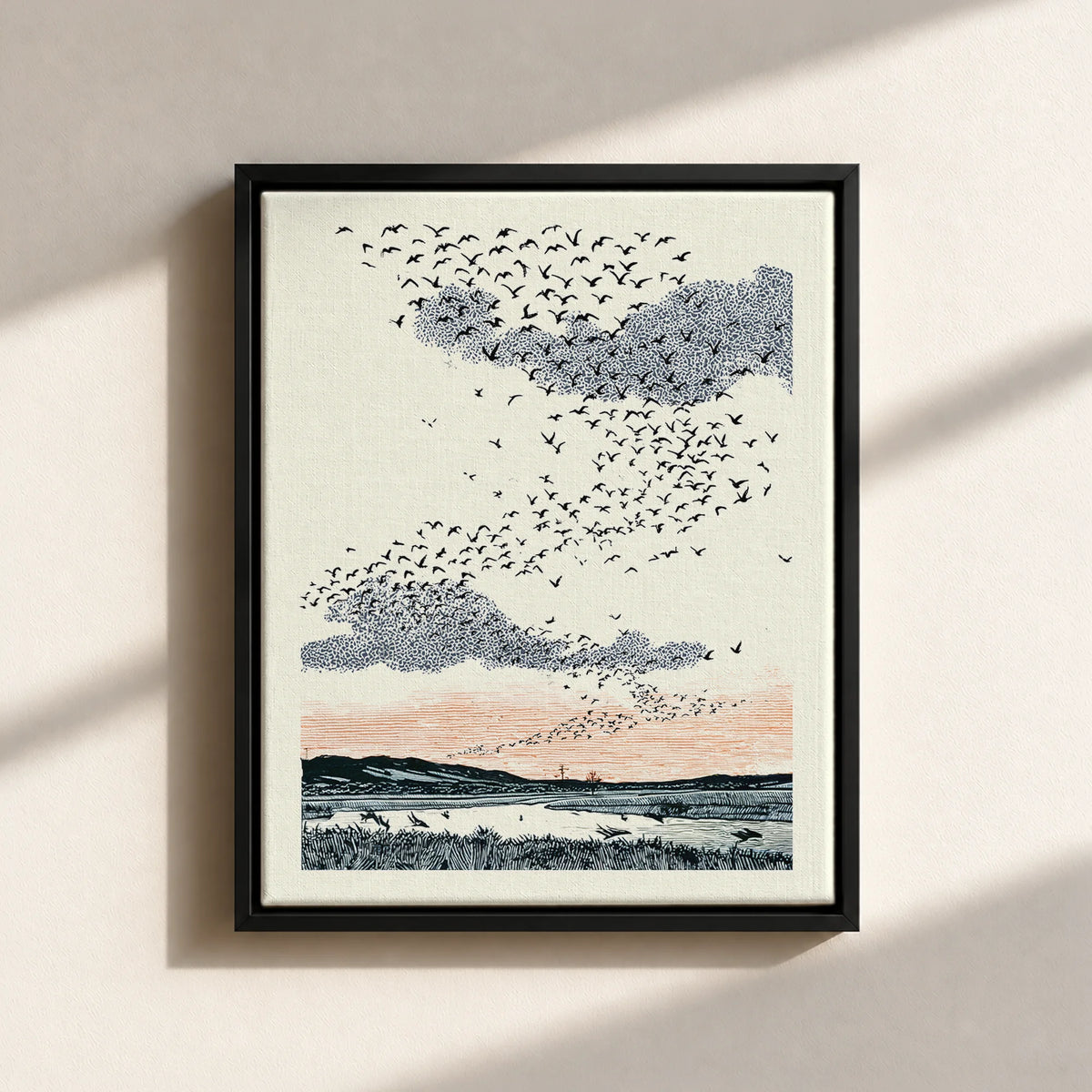 Migrating Wild Ducks Canvas Print (Framed)