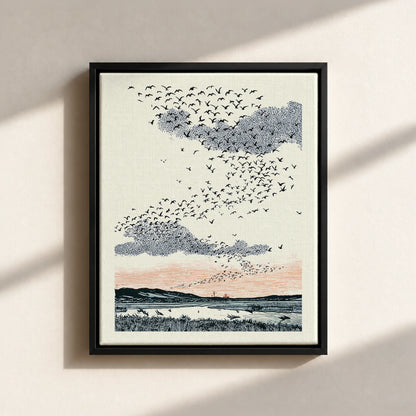 Migrating Wild Ducks Canvas Print (Framed)